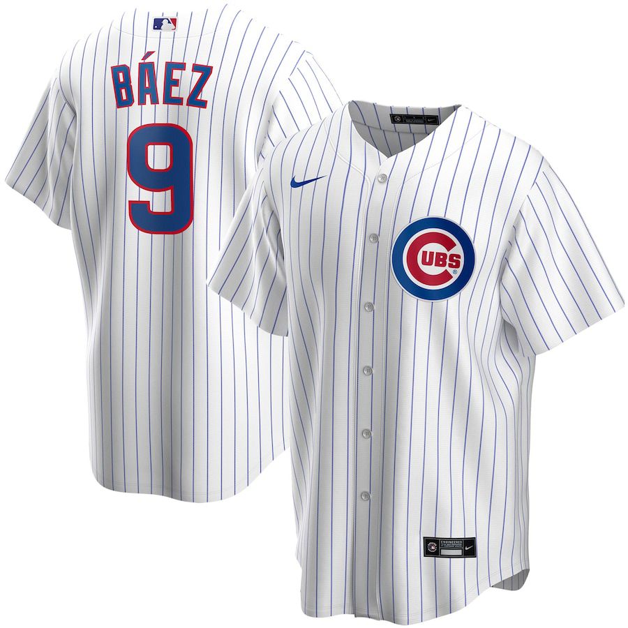 Mens Chicago Cubs #9 Javier Baez Nike White Home Replica Player Name MLB Jerseys